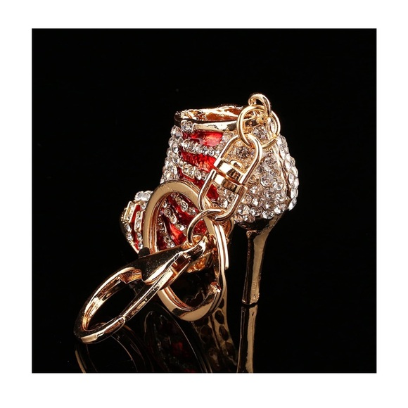 Red and Gold Women's Shoe Red High Heel Keychain Bag Charm - Picture 6 of 10